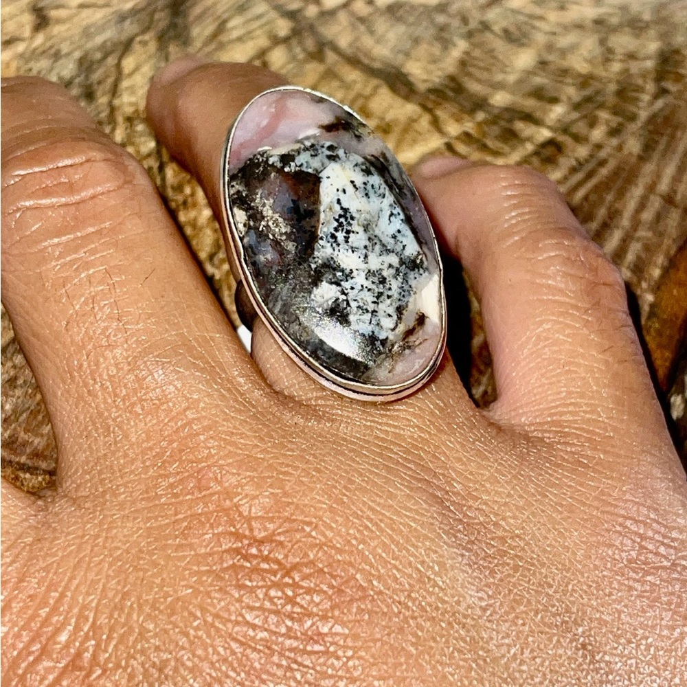 Pink Opal Dendritic Ring Size 7 - Picture 7 of 9